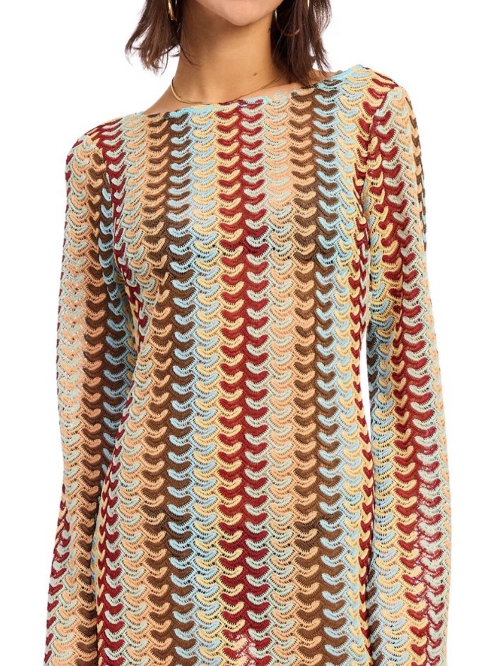 Sunset Crochet Swim Coverup Dress - Red, Blue, Brown, Tan, Cream
